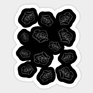 Blooming roses | rose petals | Black-and-white Sticker